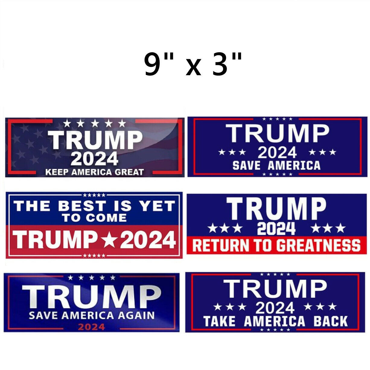 6PCS Trump 2024 Bumper Stickers: Take America Back