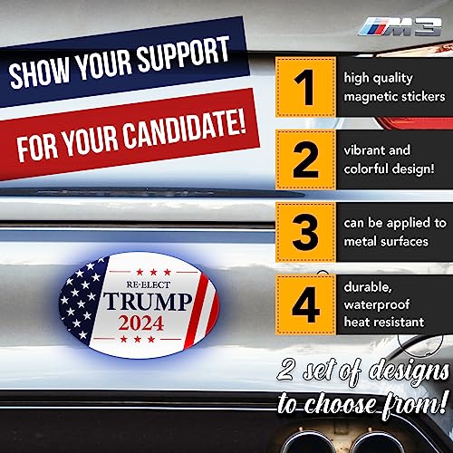 Trump 2024 Bumper Magnet Stickers - USA Flag, 2-Pack