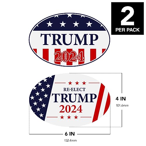 Trump 2024 Bumper Magnet Stickers - USA Flag, 2-Pack