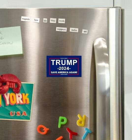 Trump 2024 Die Cut Glossy Fridge Magnet: Save America!