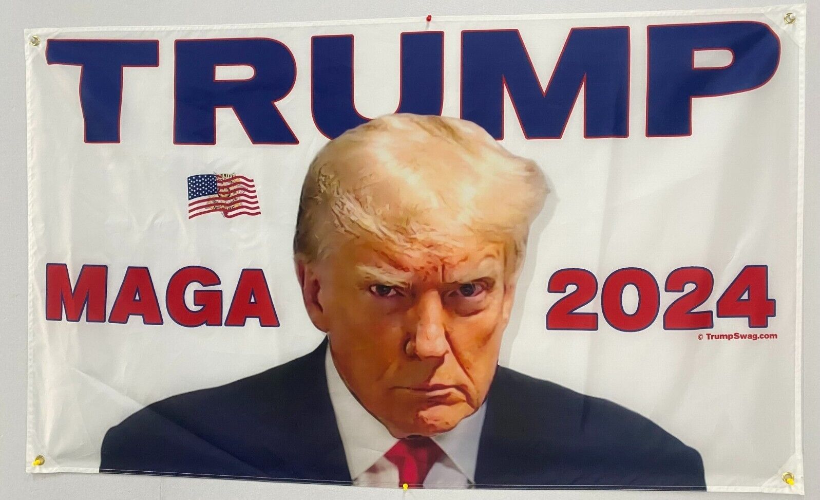 Support Trump's 2024 Bid with this MugshotStyle Flag!