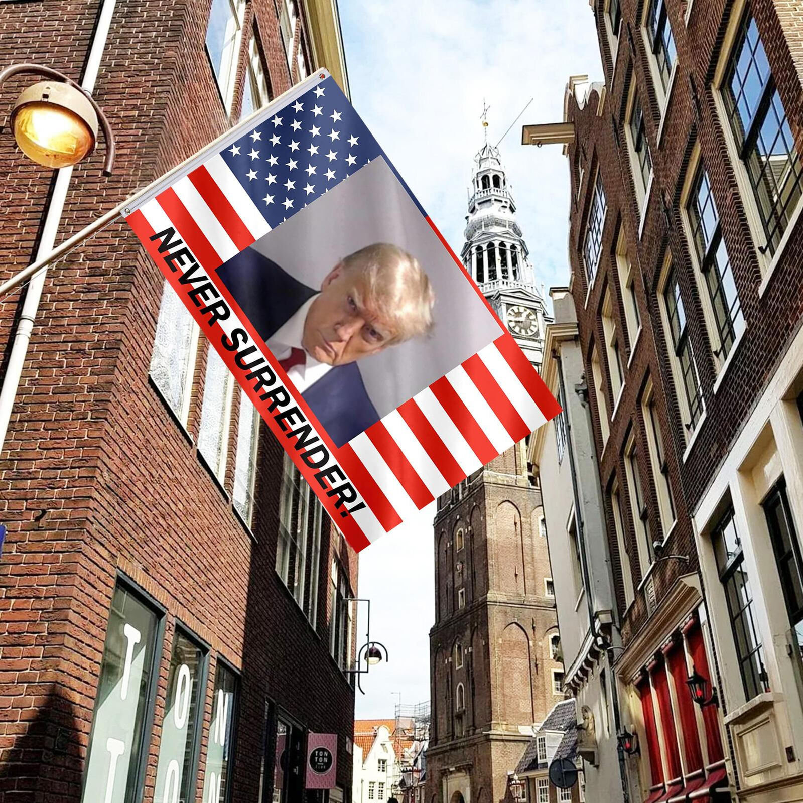 Trump 2024 Never Surrender Mug Shot Flag - 3x5Ft