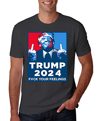 Trump 2024 Middle Finger Political Graphic T-Shirt, Charcoal