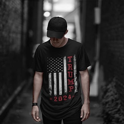 Trump 2024 Flag Vintage T-Shirt - Navy Large