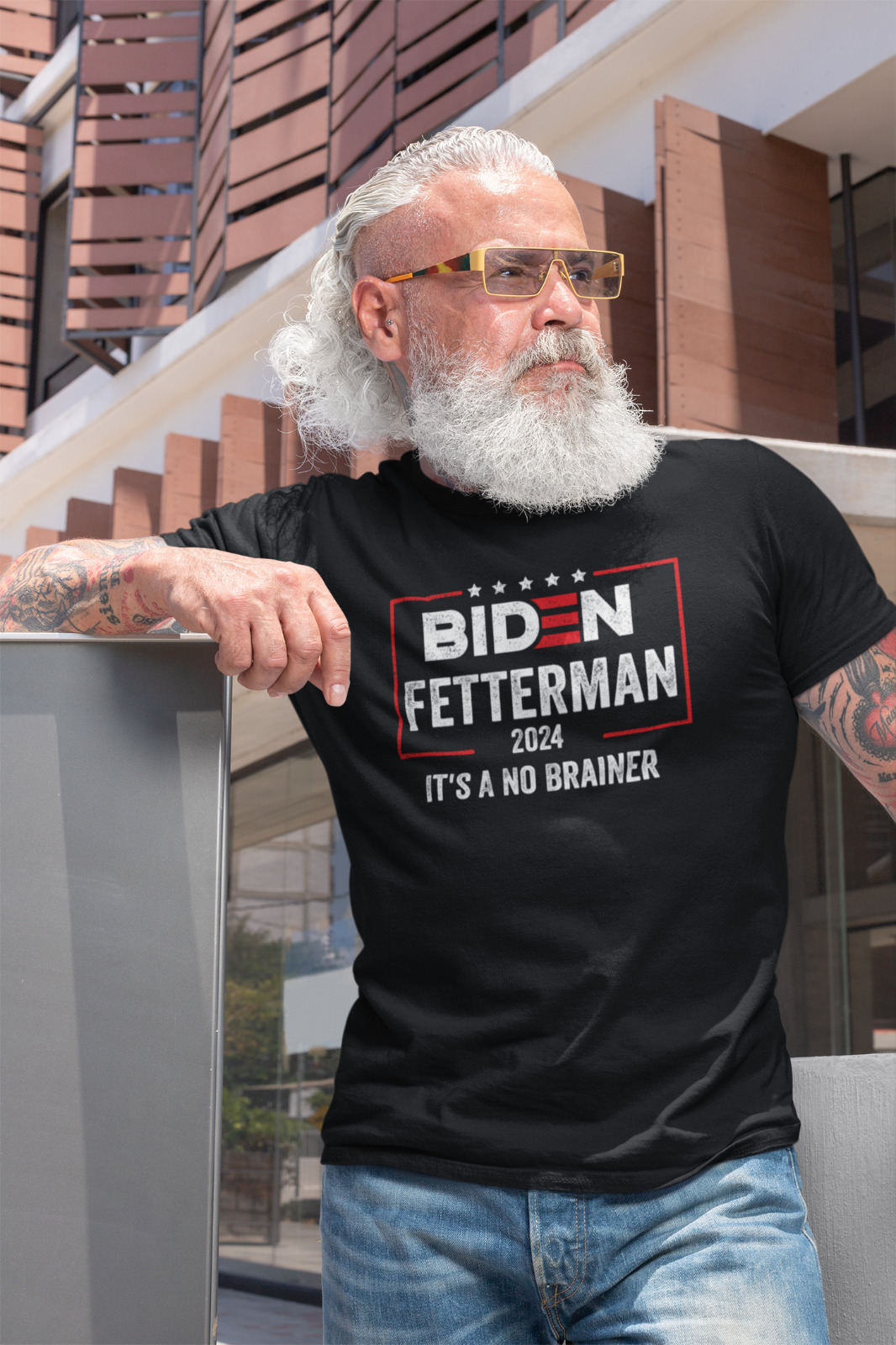 No-Brainer Trump 2024 T-Shirt in Funny Biden Fetterman Style