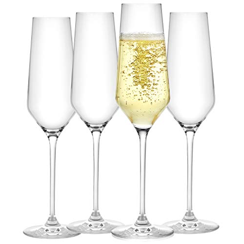 Layla Collection Crystal Champagne Glasses - Set of 4