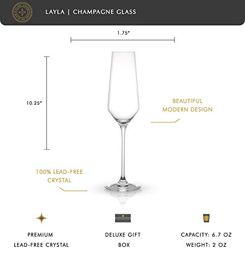 Layla Collection Crystal Champagne Glasses - Set of 4