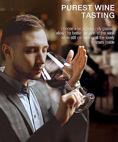 Hand-Blown Crystal Red Wine Glasses Set of 4