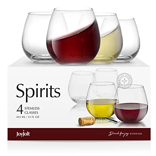 JoyJolt Stemless Wine Glasses (Set of 4)