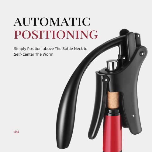 Vertical Lever Wine Opener with Foil Cutter