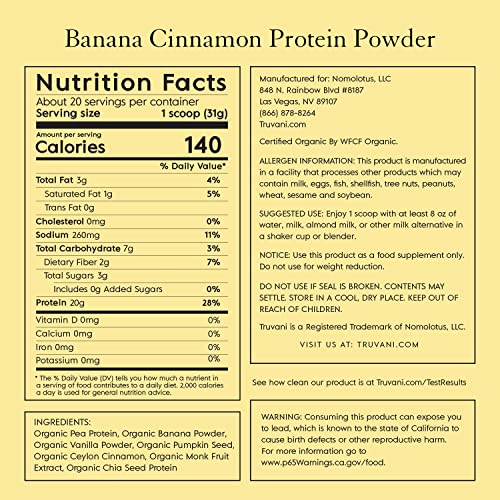 Organic Vegan Protein Powder, Banana Cinnamon Flavor