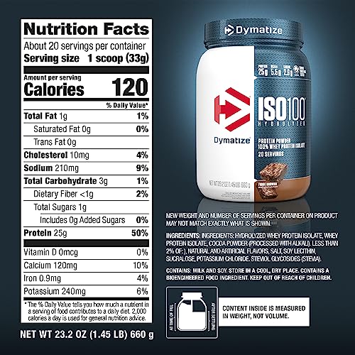 ISO100 Hydrolyzed Whey Protein Powder, Fudge Brownie, 20 Servings