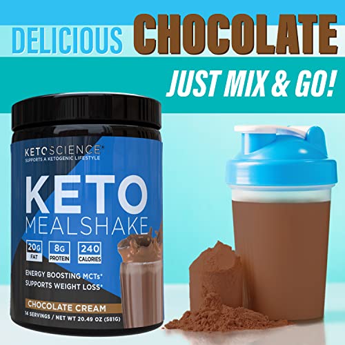 Keto Science Ketogenic Meal Shake Chocolate Dietary Supplement, Rich in MCTs and Protein, Keto and Paleo Friendly, Weight Loss, (14 servings), 20.49 Oz Packaging May Vary