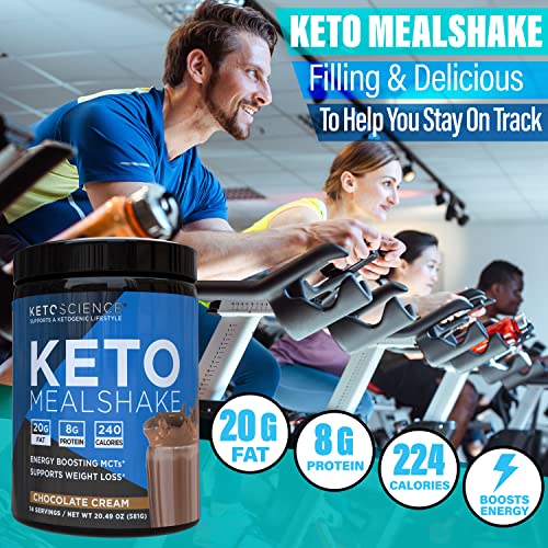 Keto Science Ketogenic Meal Shake Chocolate Dietary Supplement, Rich in MCTs and Protein, Keto and Paleo Friendly, Weight Loss, (14 servings), 20.49 Oz Packaging May Vary
