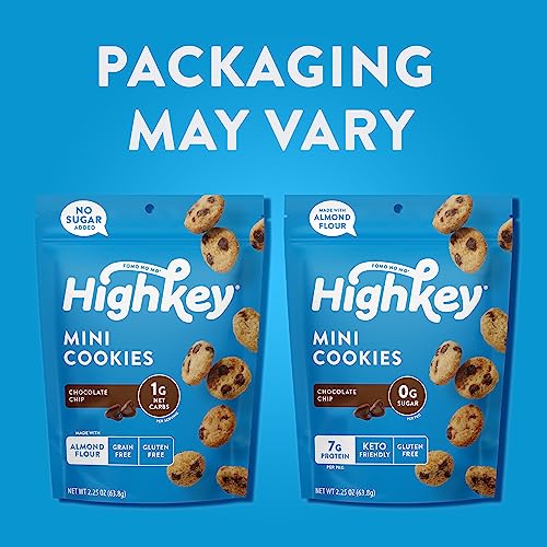 HighKey Keto Chocolate Chip Mini Cookies - Gluten Free Sugar Free Cookies Keto Snack Low Carb Snacks Healthy Protein Diabetic Dessert Food Low Sugar Treat Diet Friendly Sweets Keto Food 3 Pack