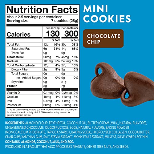 HighKey Keto Chocolate Chip Mini Cookies - Gluten Free Sugar Free Cookies Keto Snack Low Carb Snacks Healthy Protein Diabetic Dessert Food Low Sugar Treat Diet Friendly Sweets Keto Food 3 Pack