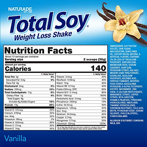 Vanilla Soy Protein Powder for Weight Loss (15 Servings)