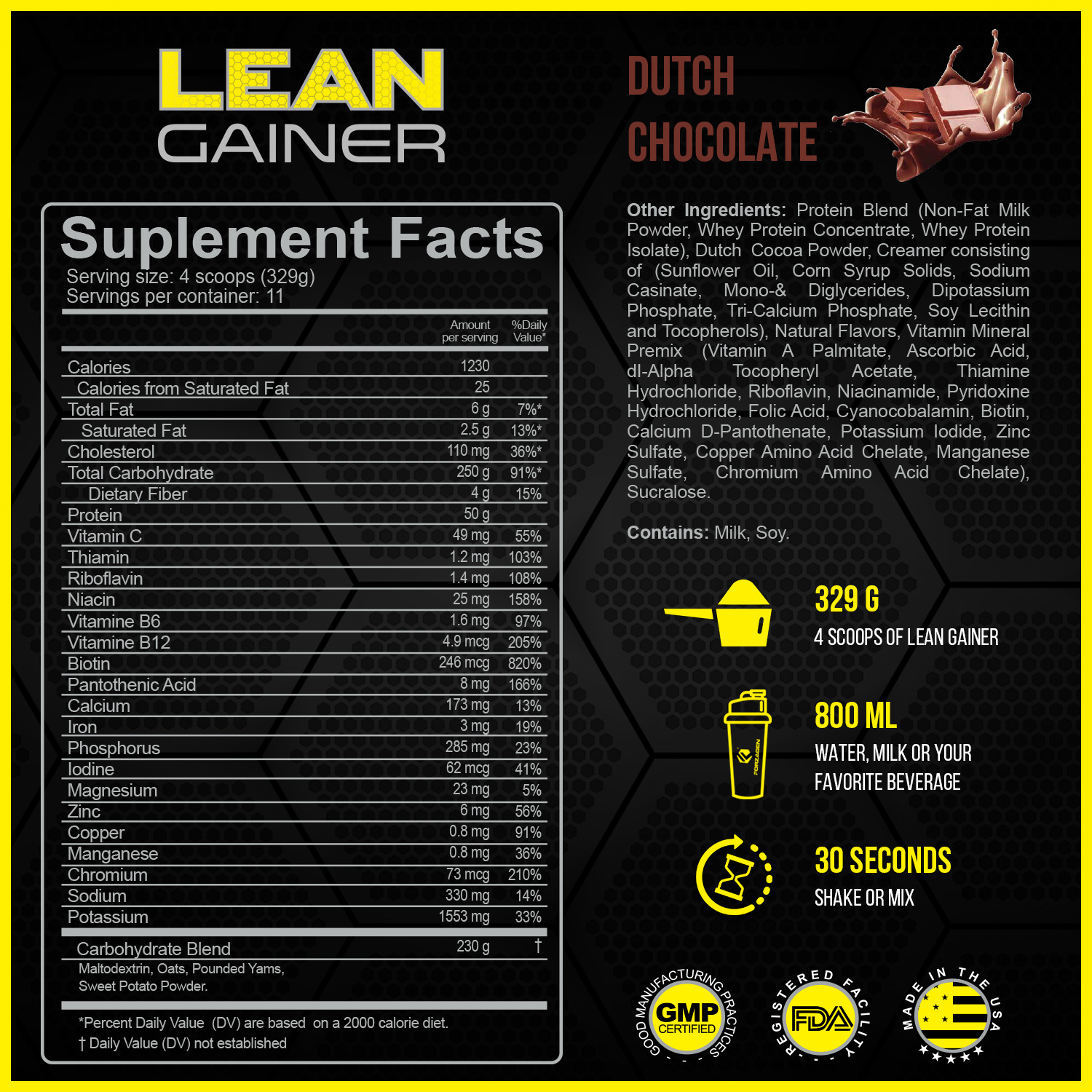 Forzagen Natural Carbs Lean Gainer Protein Supplement