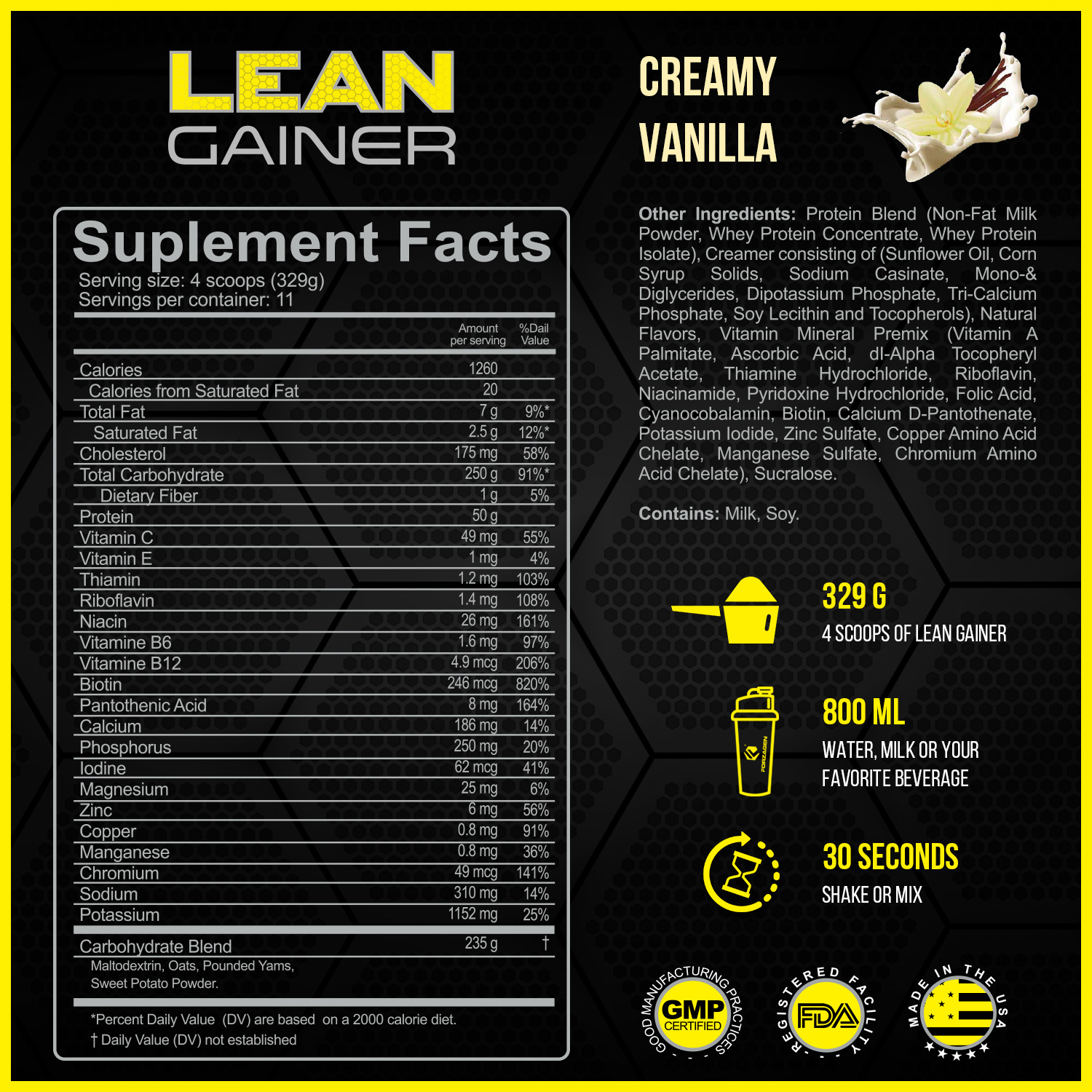 Forzagen Natural Carbs Lean Gainer Protein Supplement