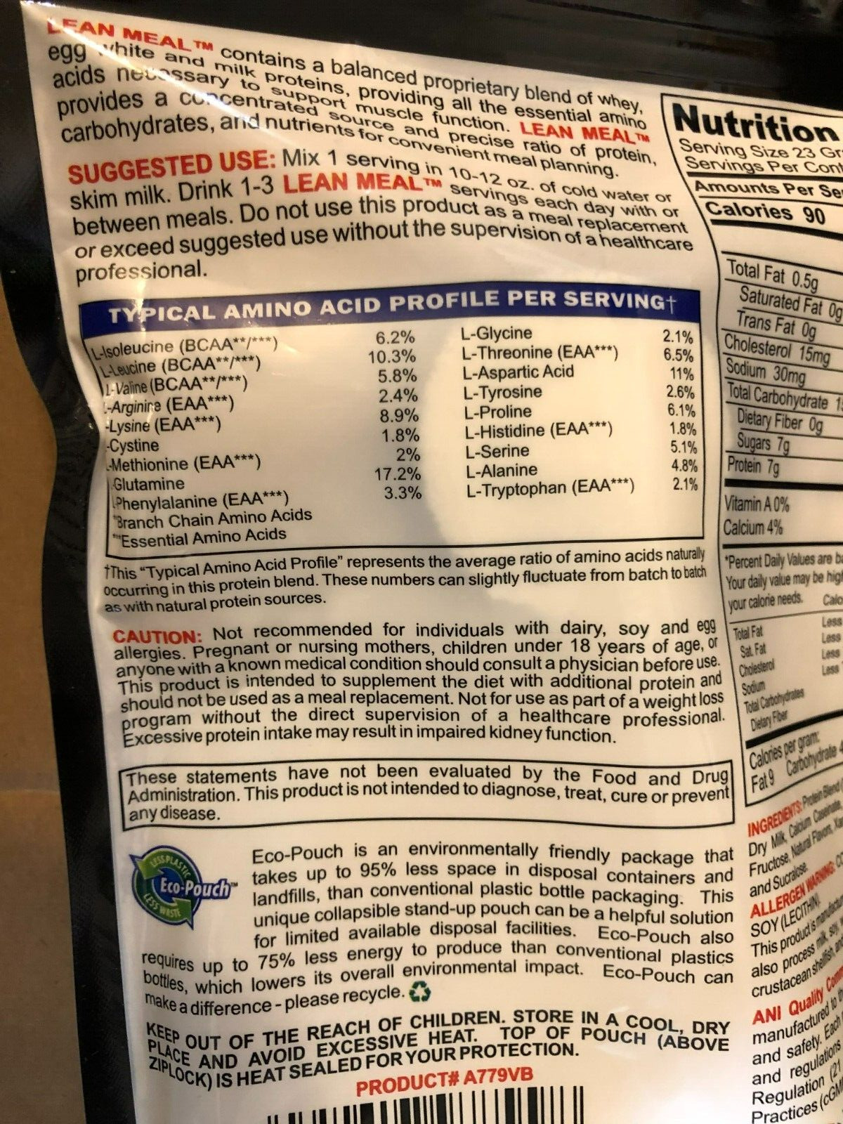 Vanilla Milkshake Protein: Lean Meal in 1 lb Eco-Pouch