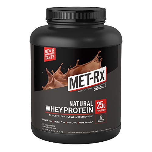 MET-Rx Natural Whey Protein Powder - Chocolate, Supports Lean - 5 lbs