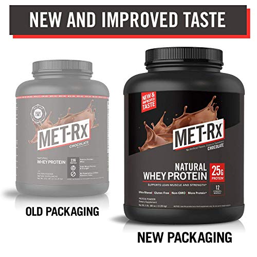 MET-Rx Natural Whey Protein Powder - Chocolate, Supports Lean - 5 lbs