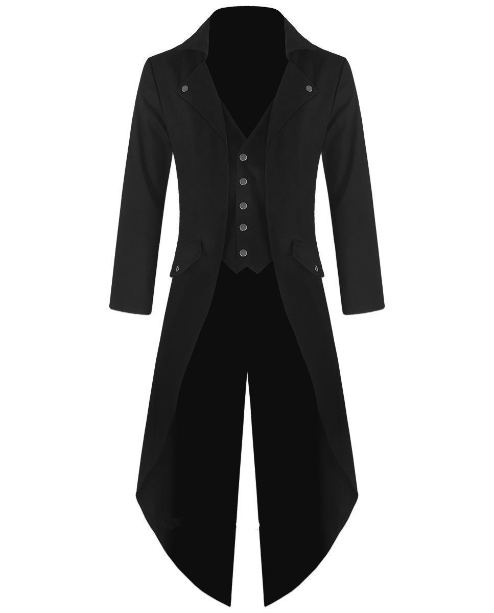 Black Gothic Men's Steampunk Tailcoat Jacket