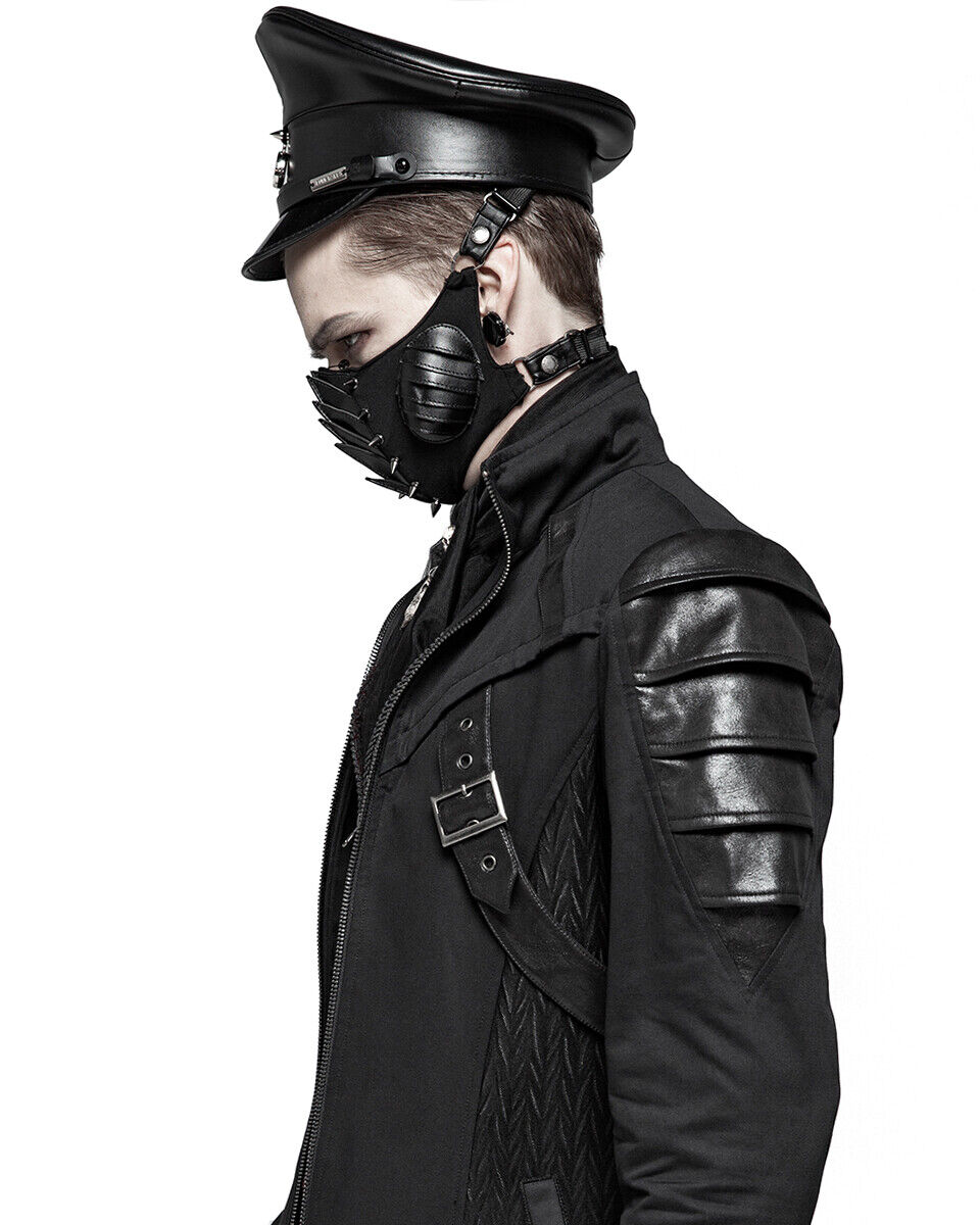 Steampunk Gothic Army Cap - Black Faux Leather