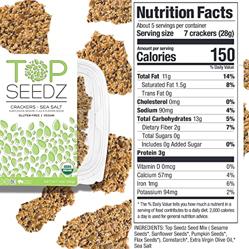Organic gluten-free seed crackers with protein