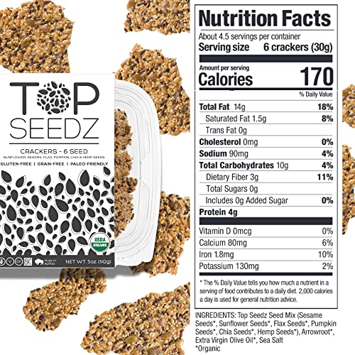Organic gluten-free seed crackers with protein