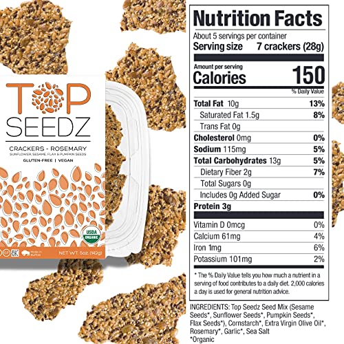 Organic gluten-free seed crackers with protein