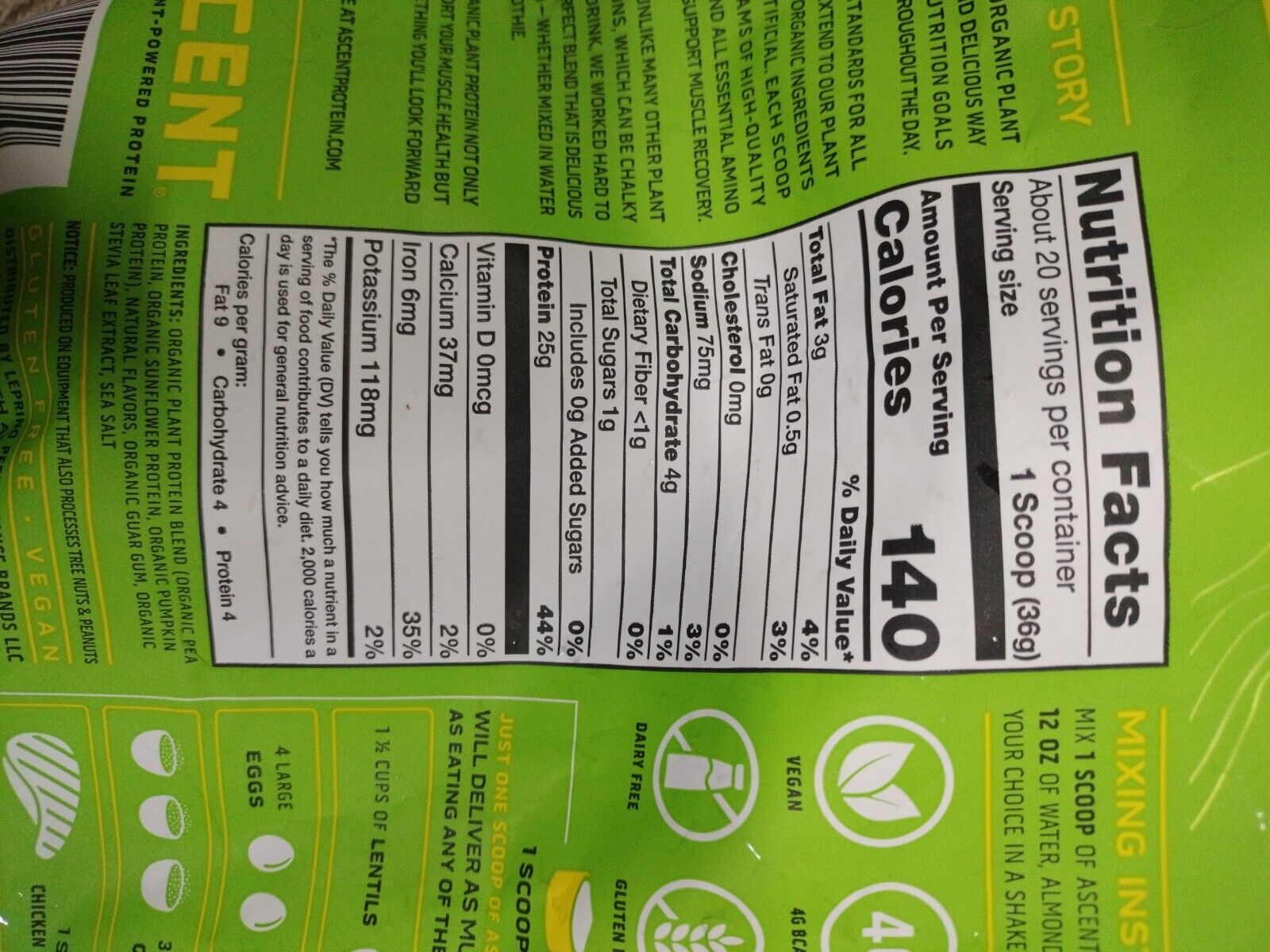 Organic Vanilla Plant Protein Powder - 18 Servings