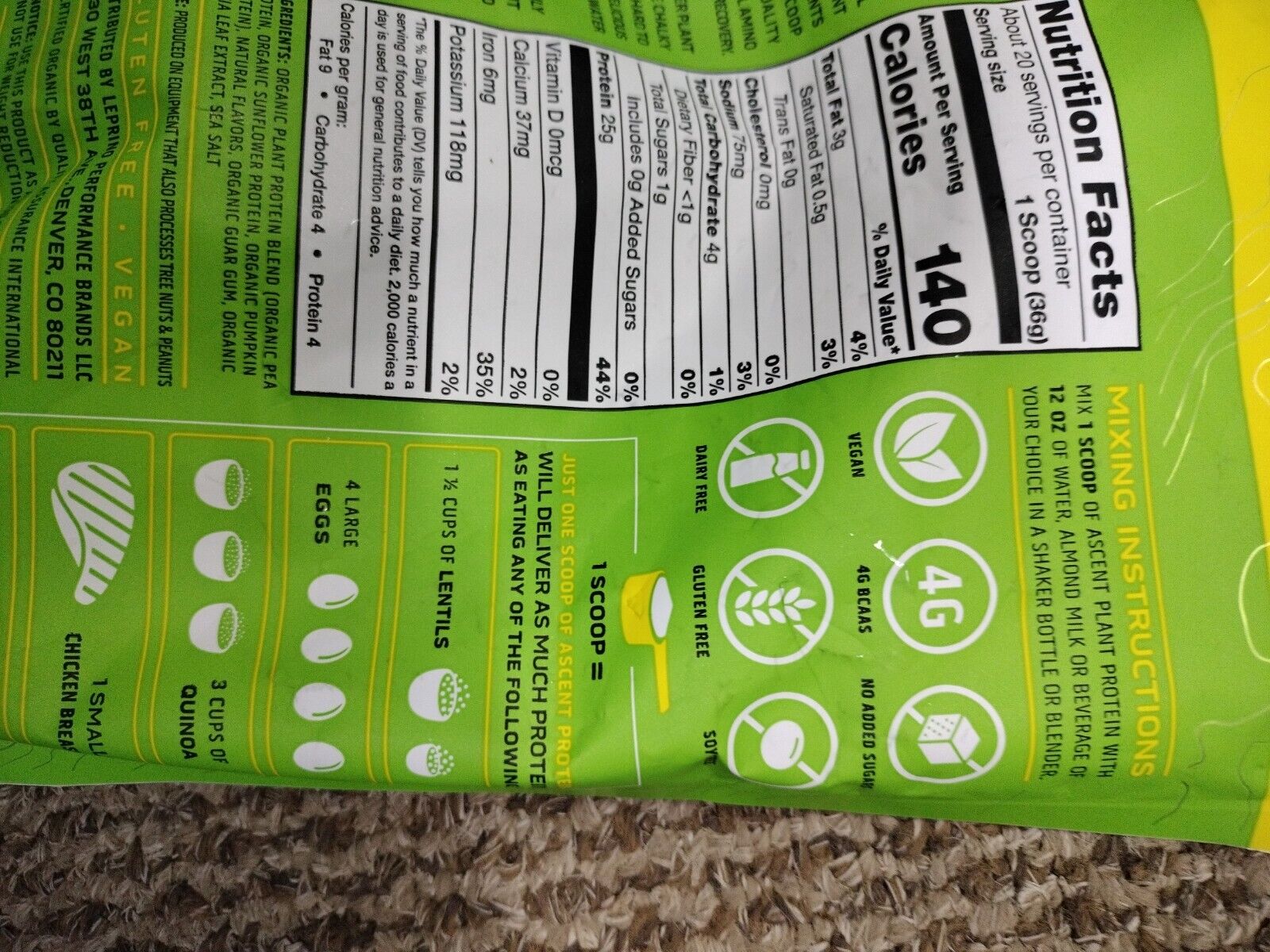 Organic Vanilla Plant Protein Powder - 18 Servings