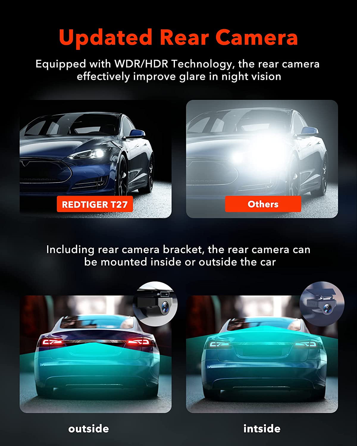 REDTIGER 11" UHD Touch Screen Car Mirror Dash Cam