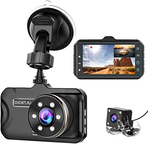 CHORTAU Dual Dash Cam: 3" Full HD with Wide Angle