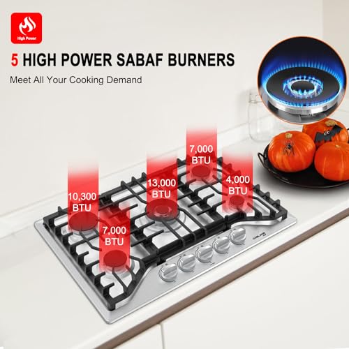 5-Burner Gas Cooktop with Reversible Grill/Griddle