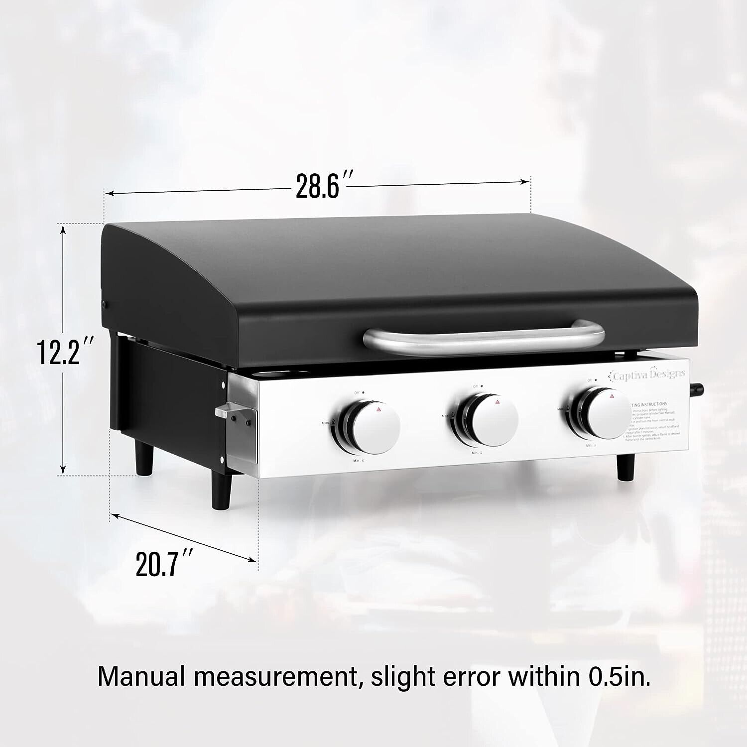 Portable 3-Burner Propane Gas Camping Griddle Flat Grill