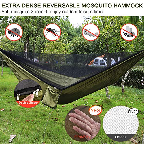 FIRINER Camping Hammock with Rain Fly and Mosquito Net