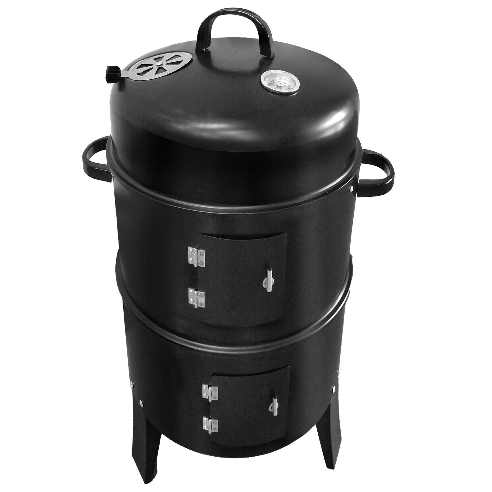 Large 3-in-1 Vertical BBQ Charcoal Smoker Cooker