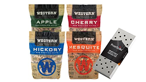 Premium Wood Smoking Chips Variety Bundle with Smoker Box