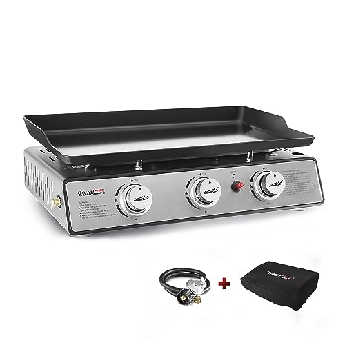 Portable 3-Burner Gas Grill Griddle (Black)