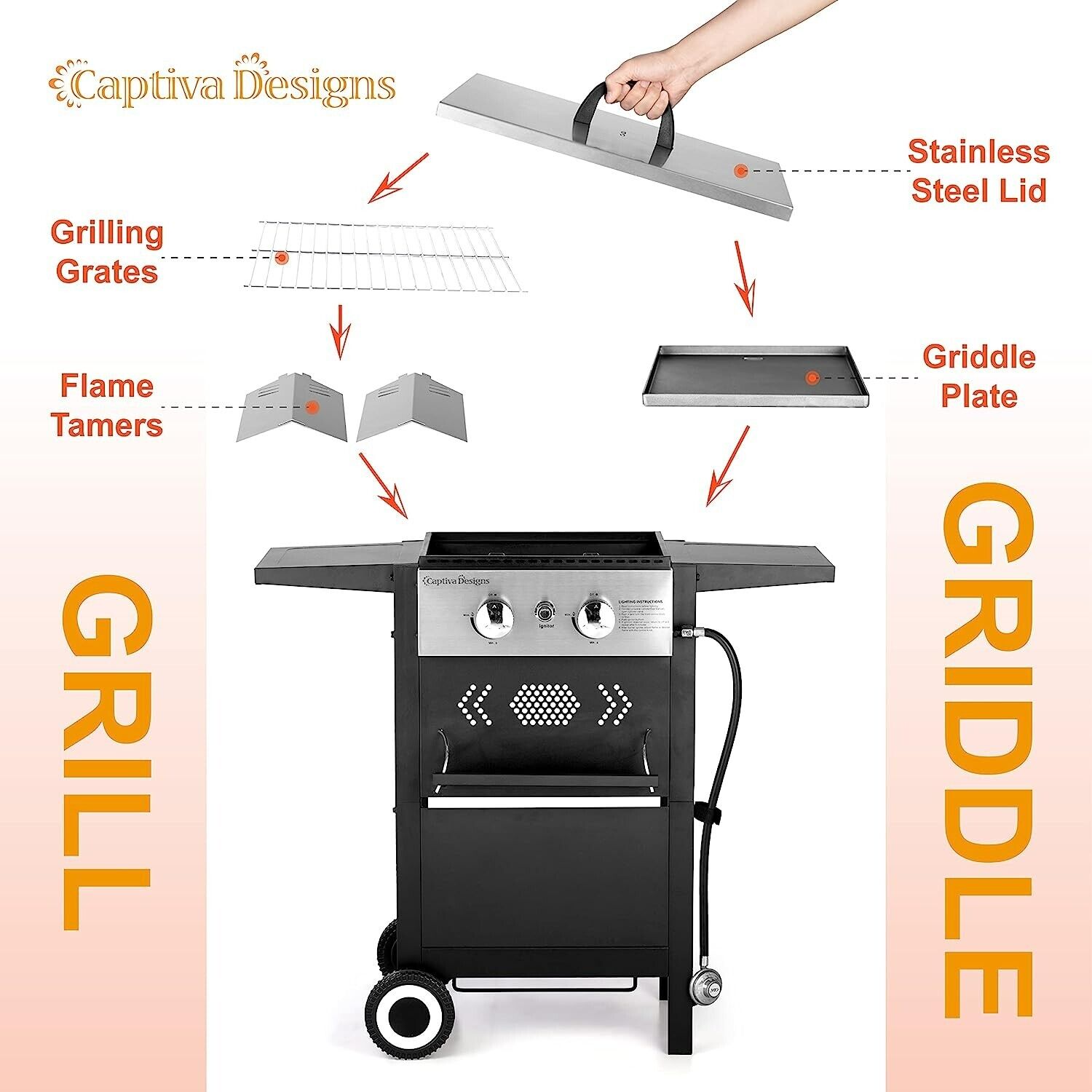 Gas Grill and Griddle Combo for Outdoor BBQ