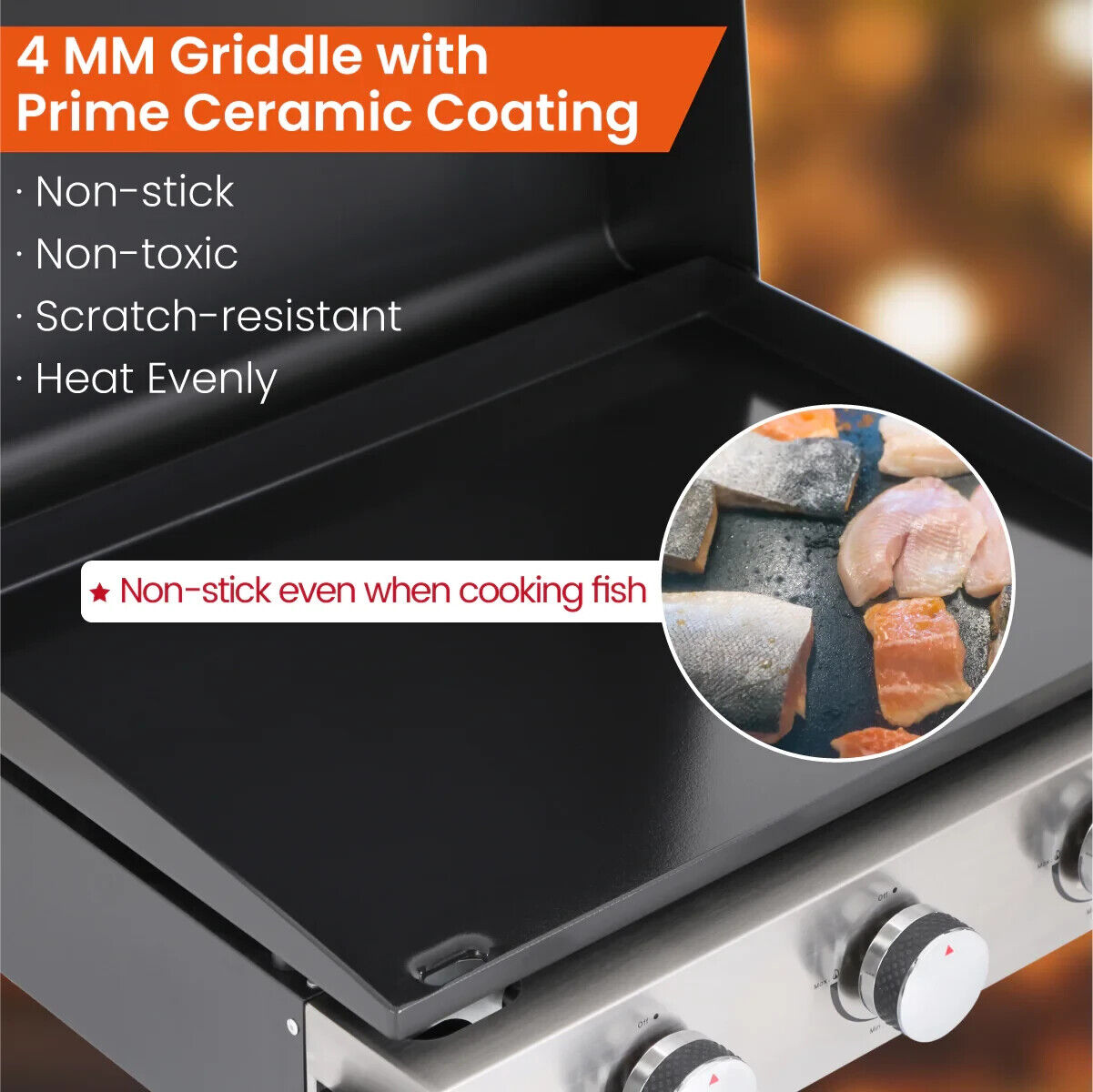 Portable Flat Top Gas Grill - 3 Burner