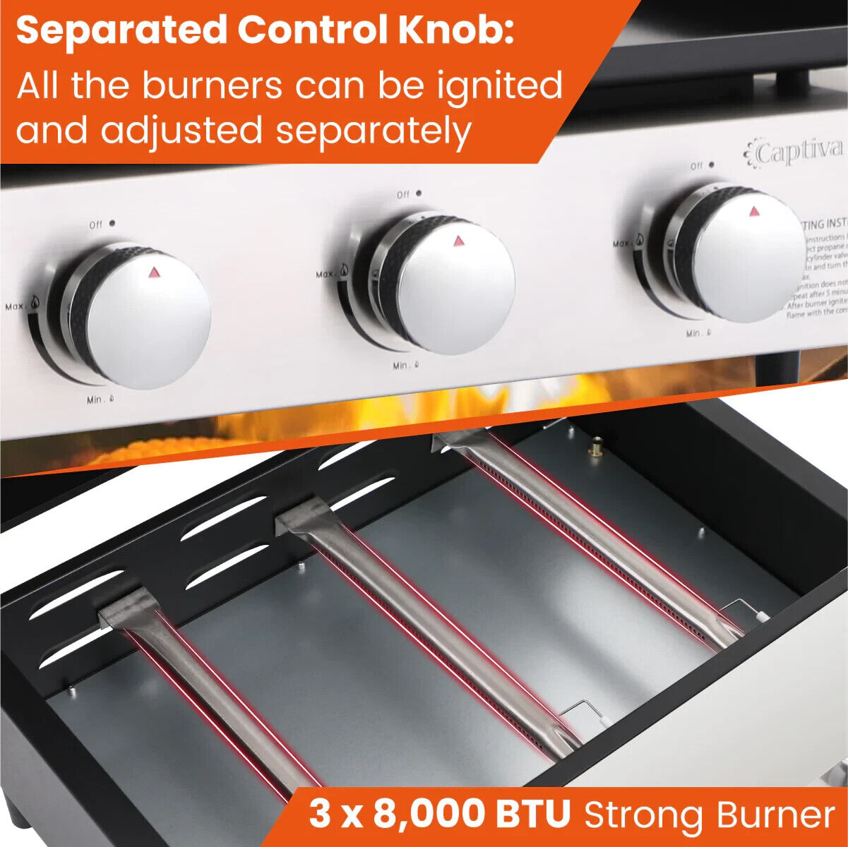 Portable Flat Top Gas Grill - 3 Burner