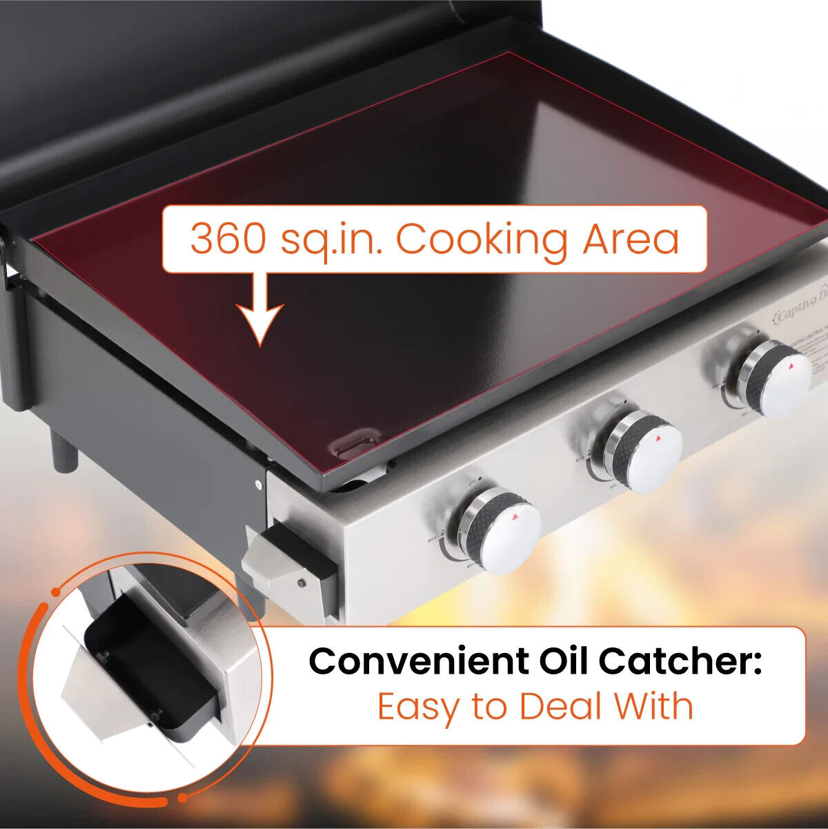 Portable Flat Top Gas Grill - 3 Burner