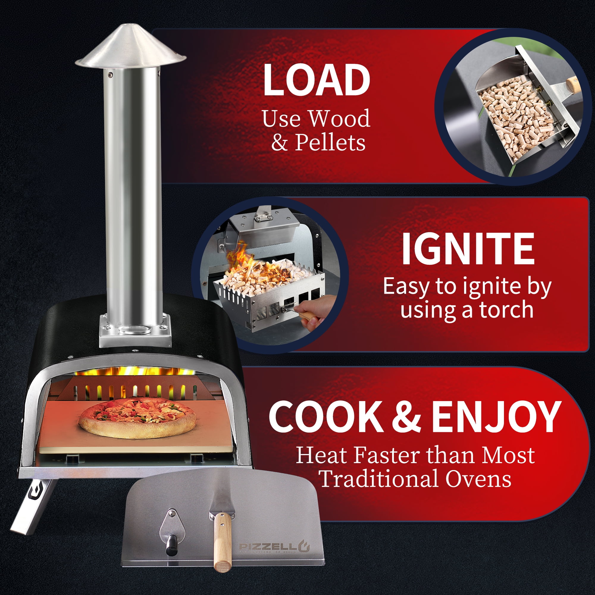 16" Outdoor Wood Pellet Pizza Cooker with Accessories