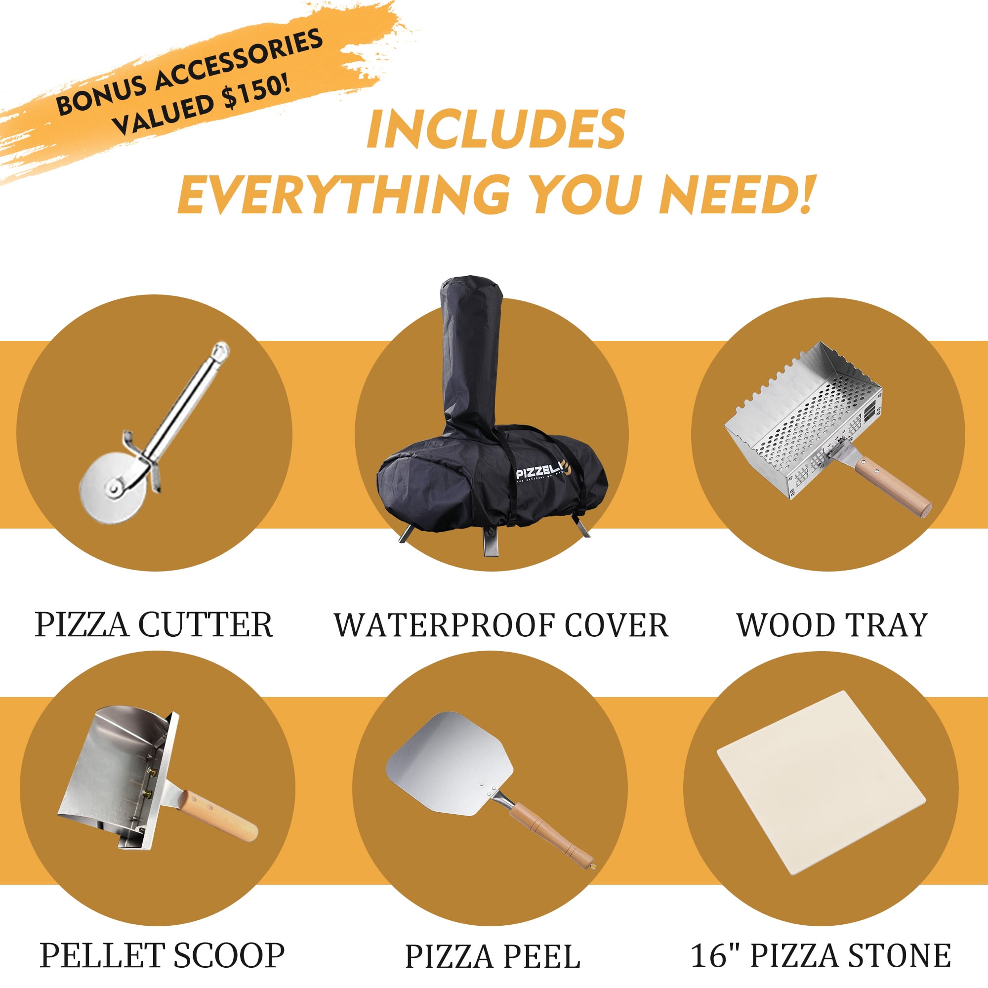 16" Outdoor Wood Pellet Pizza Cooker with Accessories