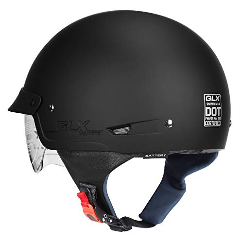 GLX M14 Cruiser Scooter Half Helmet - Matte Black, Large