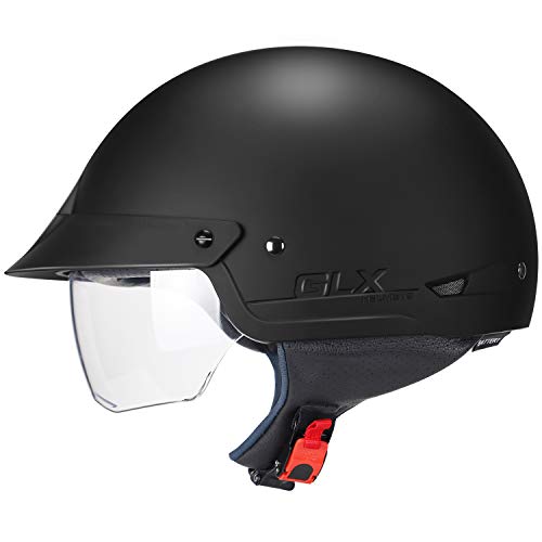 GLX M14 Cruiser Scooter Half Helmet - Matte Black, Large