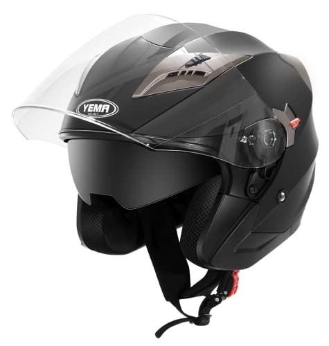 YEMA Motorcycle Open Face Helmet - DOT Approved